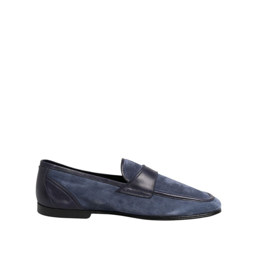 Dolce & Gabbana Blue Suede Leather Loafers Moccasin Shoes