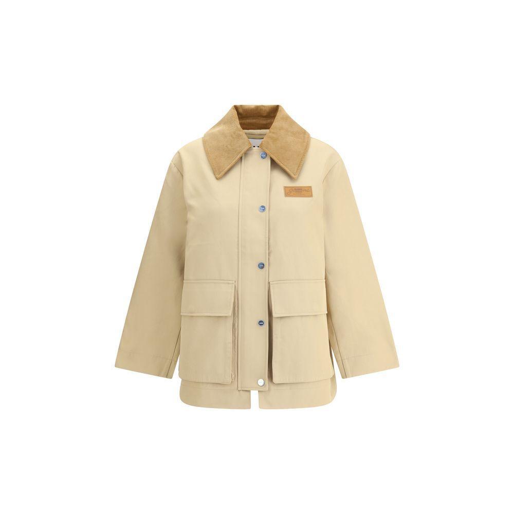 Ganni Cotton Jacket with corduroy collar GA-W0757531-S-M