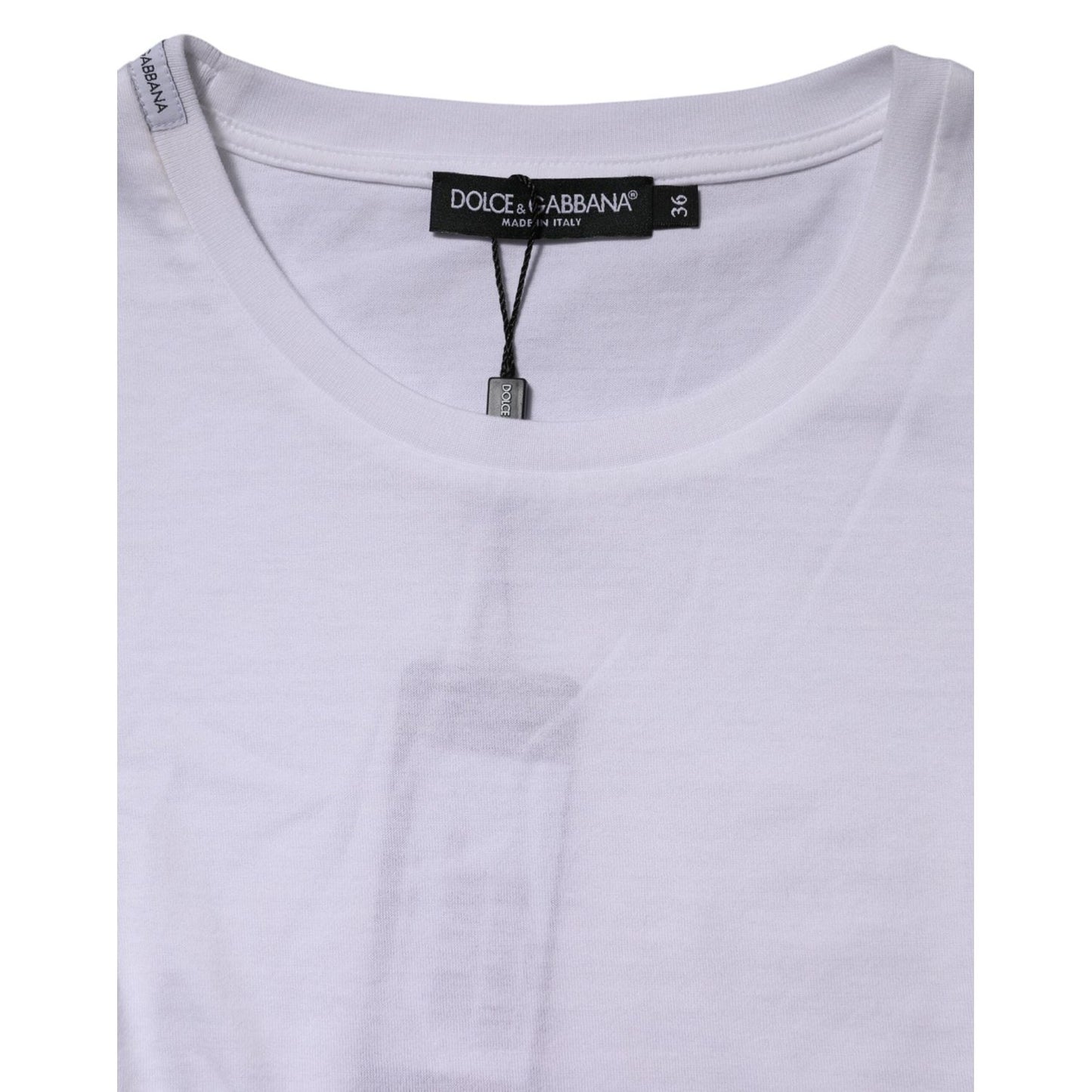 Dolce & Gabbana White Cotton Crew Neck Short Sleeves T-shirt TSH90742-36