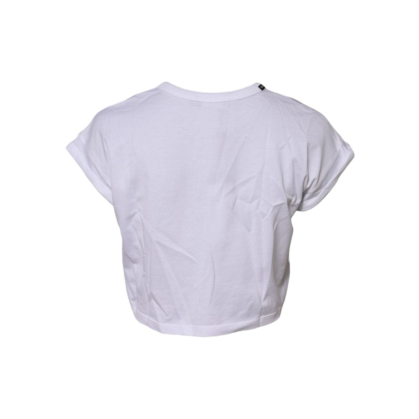 Dolce & Gabbana White Cotton Crew Neck Cropped Top T-shirt TSH90746-36