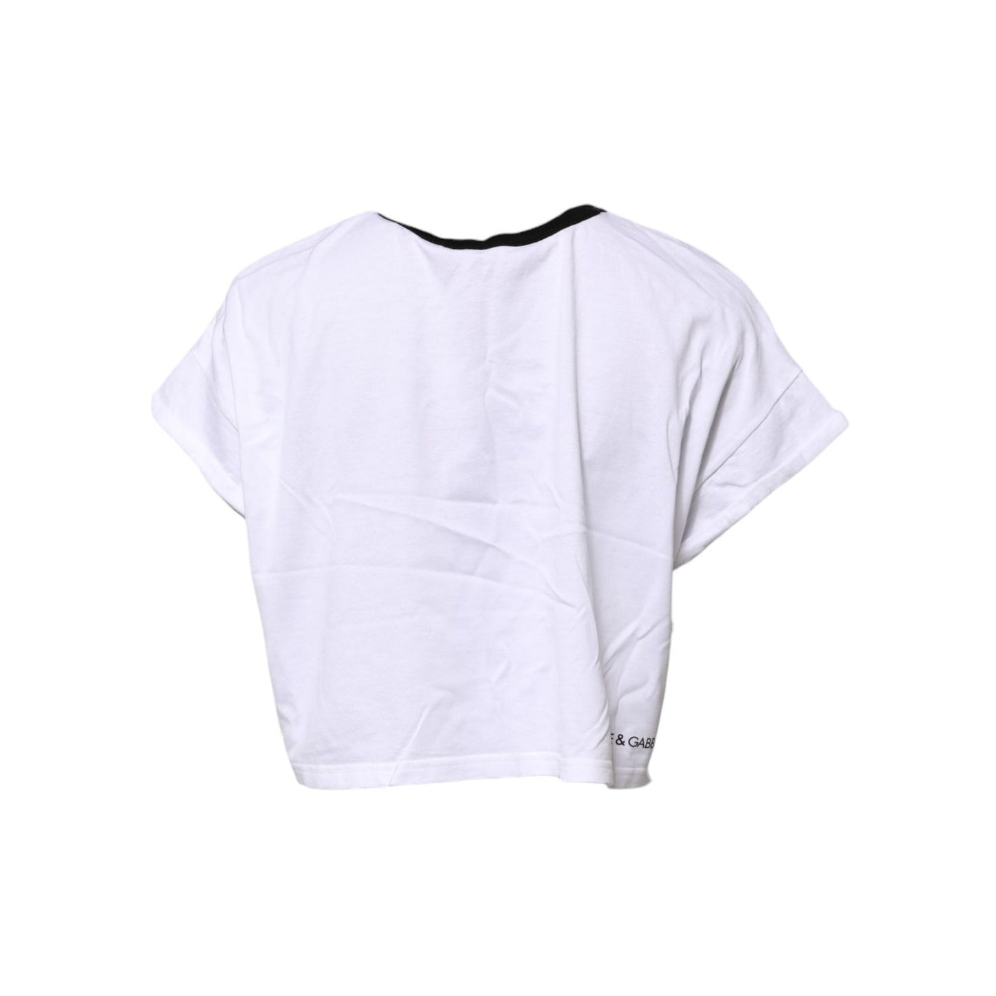 Dolce & Gabbana White Cotton Crew Neck Cropped Top T-shirt TSH91278-44