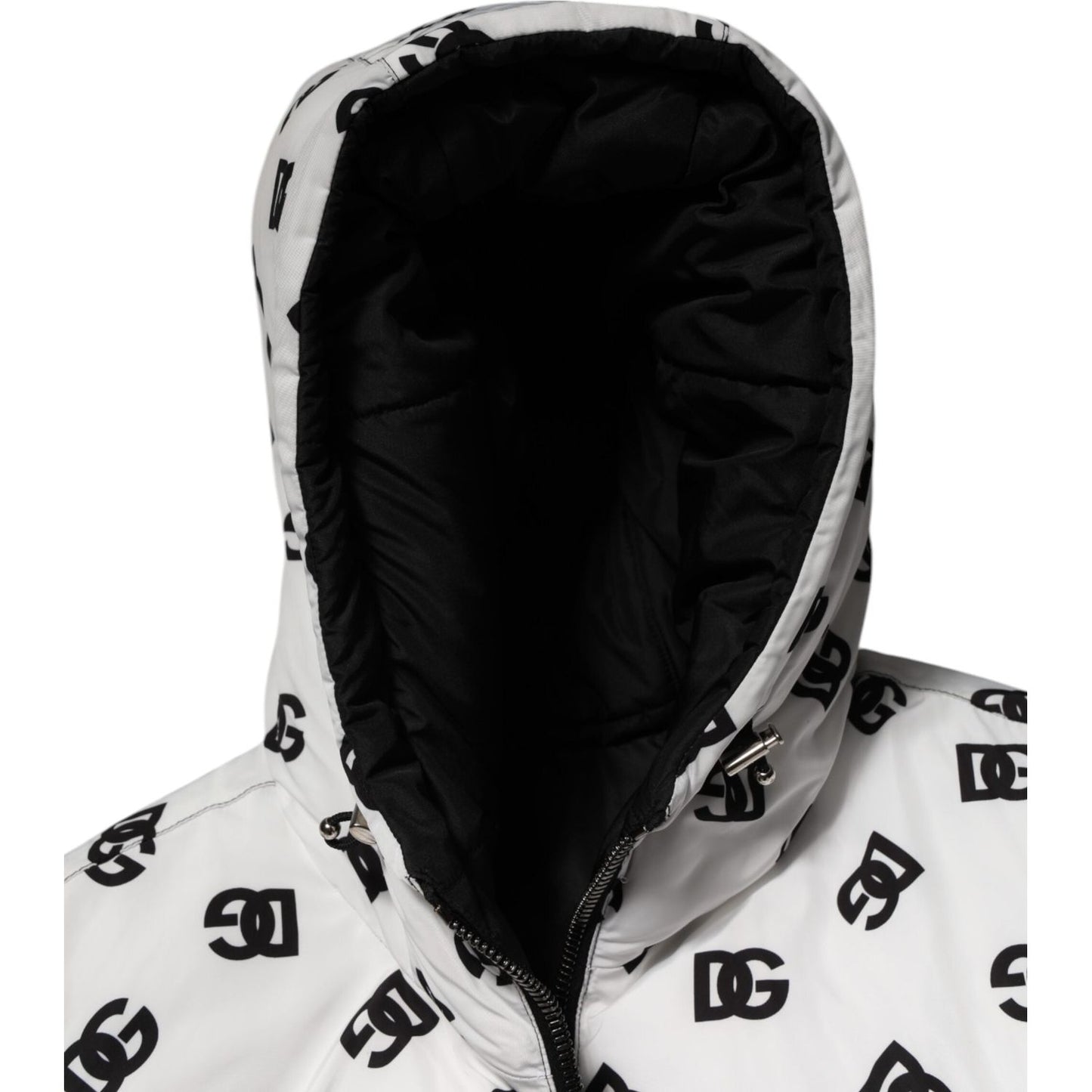 Dolce & Gabbana White DG Monogram Hooded Puffer Jacket JKT41555-2