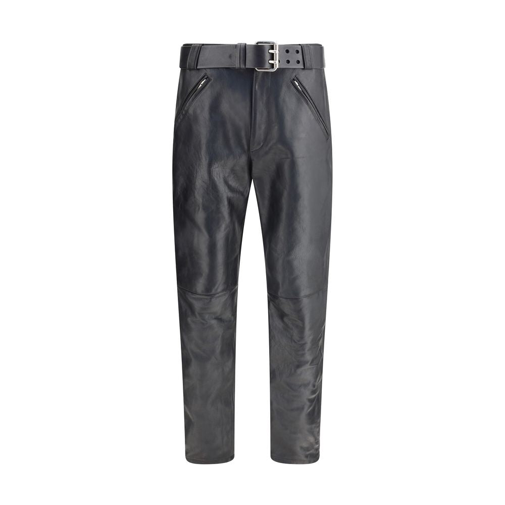 Saint Laurent Hammered leather belted Pants SA-845571YCTR21000-IT48 | M