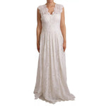 Dolce & Gabbana White Flower Lace Corsage Long Maxi Dress DR28069-46