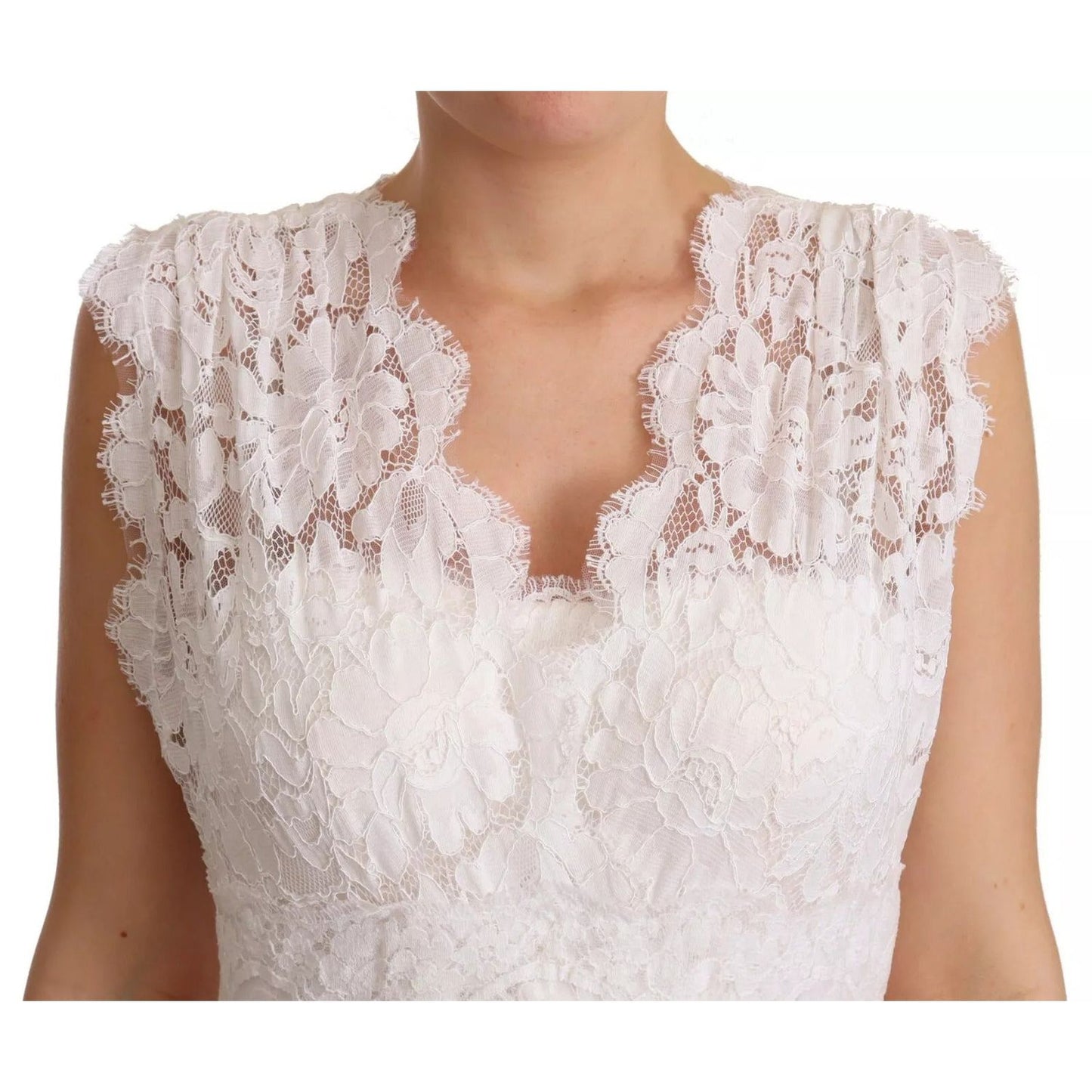 Dolce & Gabbana White Flower Lace Corsage Long Maxi Dress DR28069-46