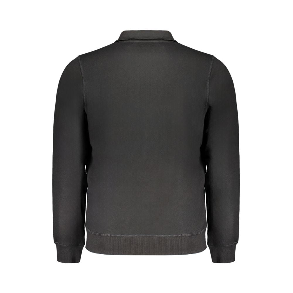 Back view of Gianmarco Venturi Black Cotton Sweatshirt with long sleeves and contrast embroidery.