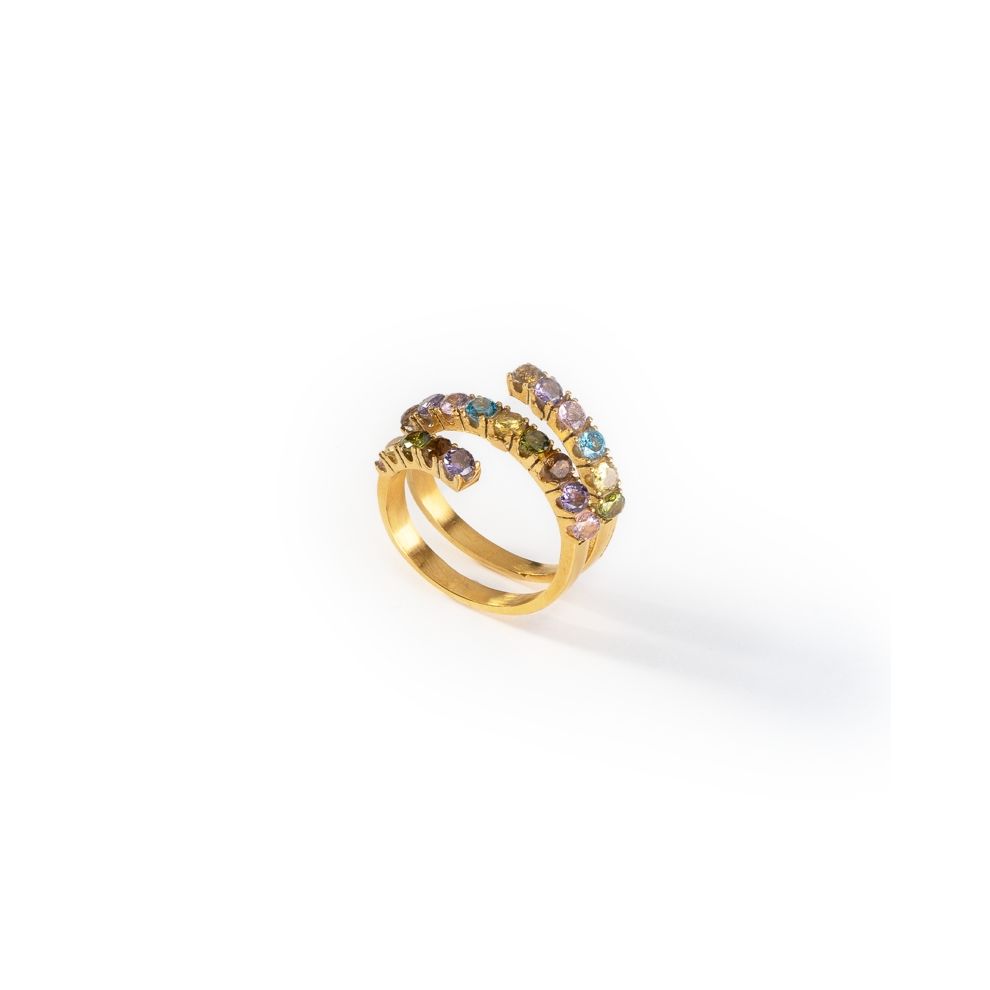 AN JEWELS JEWELRY Mod. AL.RLIYSUM01-8 elegant gold ring with colorful gemstones