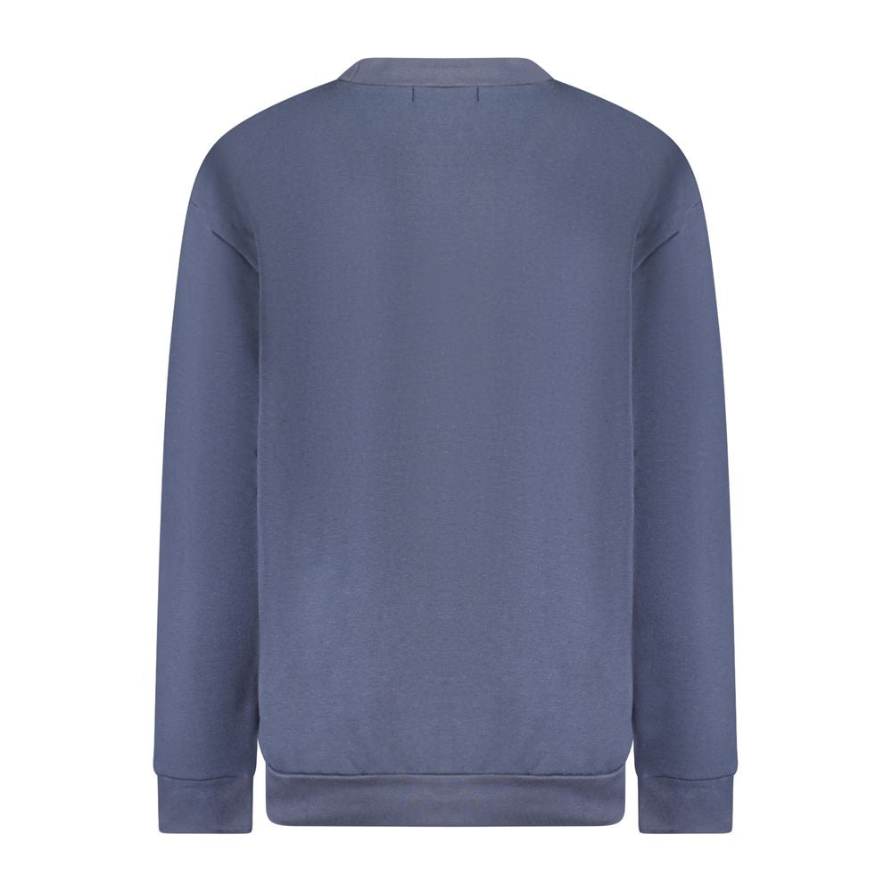 Back view of Cavalli Class Blue Cotton Women Sweater with luxury Italian craftsmanship and bold design.