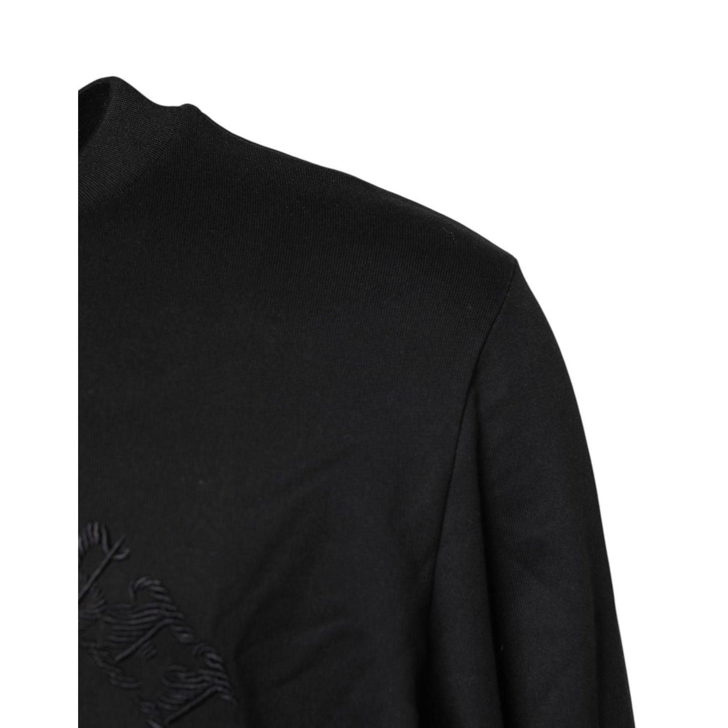 Dolce & Gabbana Black Embroidered Crew Neck Pullover Sweater