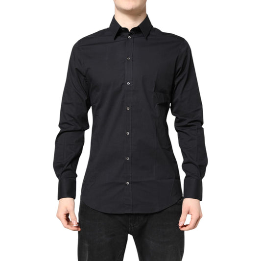 Dolce & Gabbana Black GOLD Cotton Long Sleeves Dress Shirt