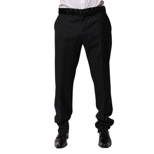 Dolce & Gabbana Black Wool Men Formal Dress Trouser Pants