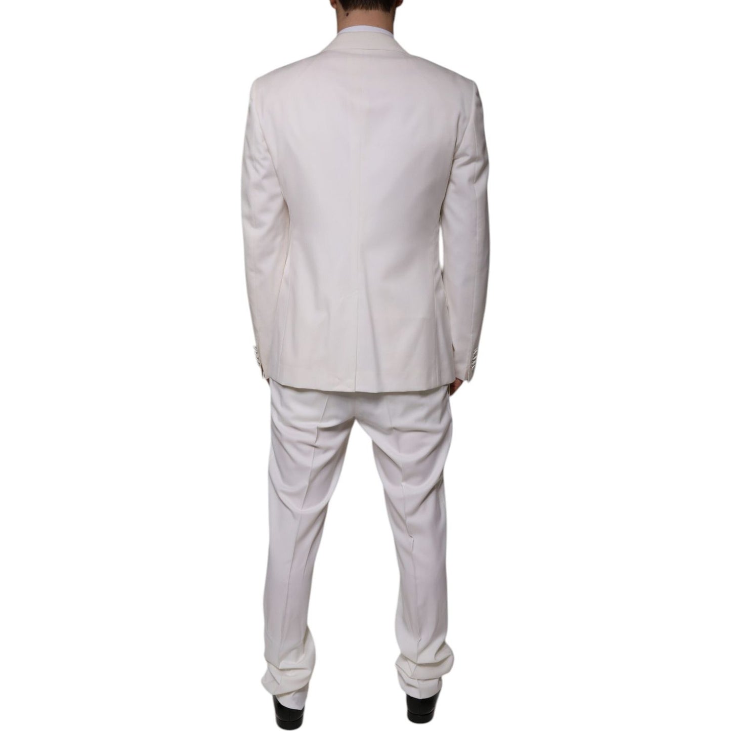 Dolce & Gabbana White Wool Silk 3 Piece SlimFit Formal Suit KOS2256-52