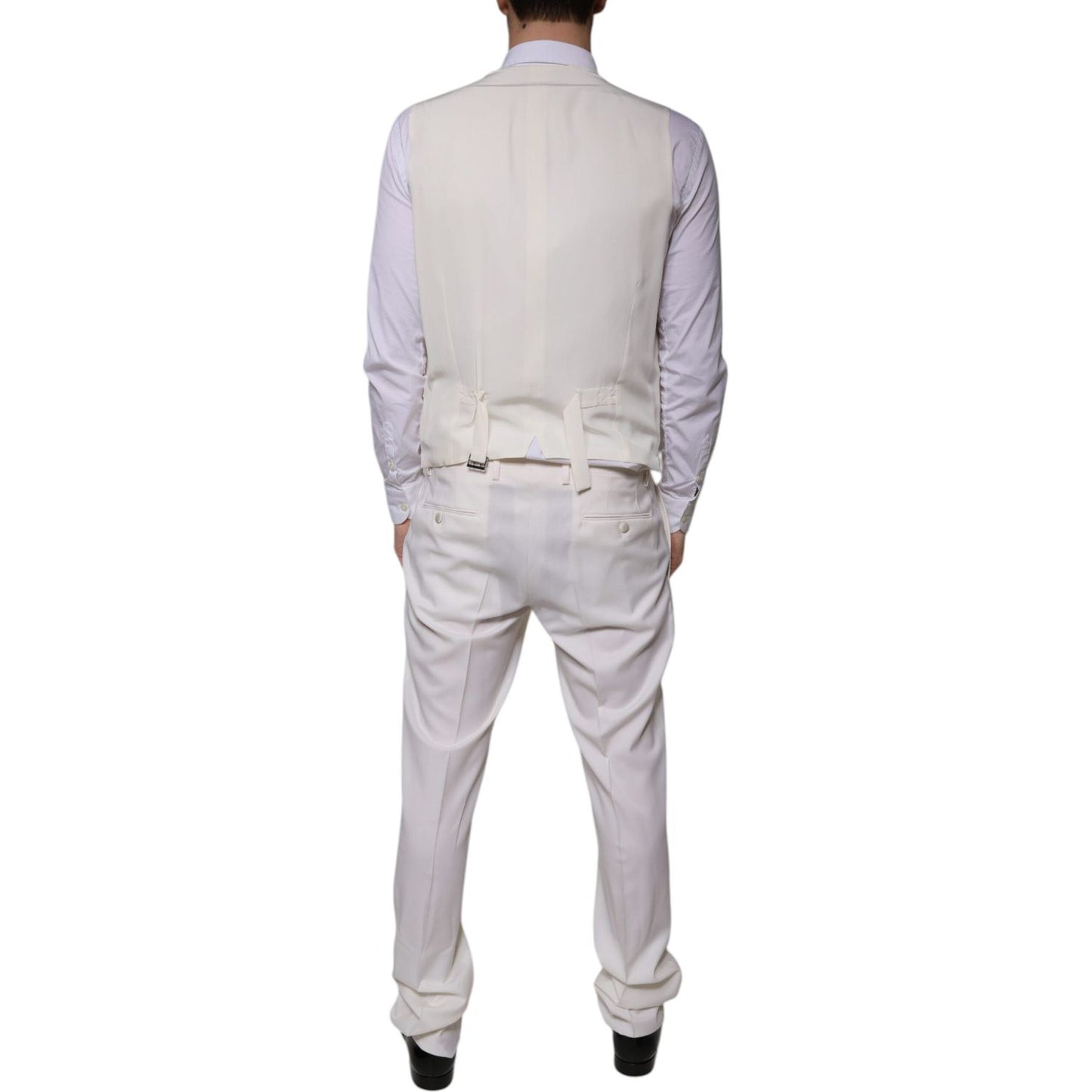 Dolce & Gabbana White Wool Silk 3 Piece SlimFit Formal Suit KOS2256-52