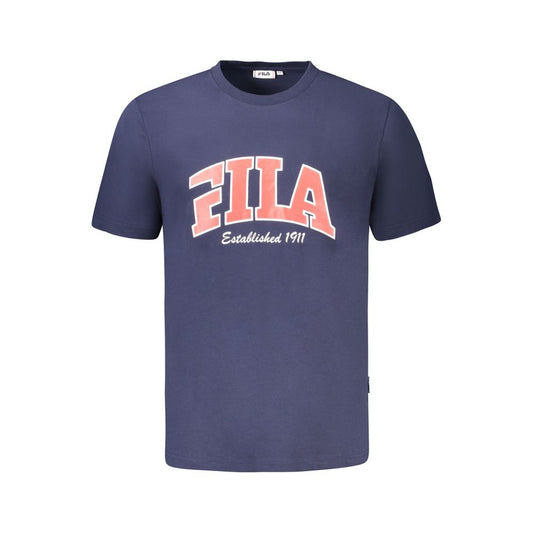 Fila Blue Cotton Men T-Shirt featuring crew neck and iconic Fila logo, perfect for casual style.