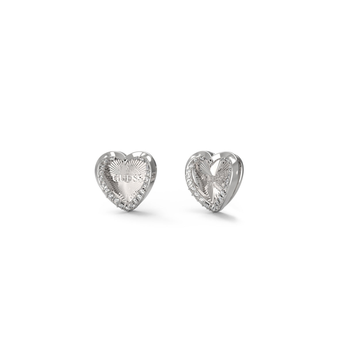 Heart-shaped silver earrings from GUESS JEWELS JEWELRY Mod. JUBE04609JWRHT-U.