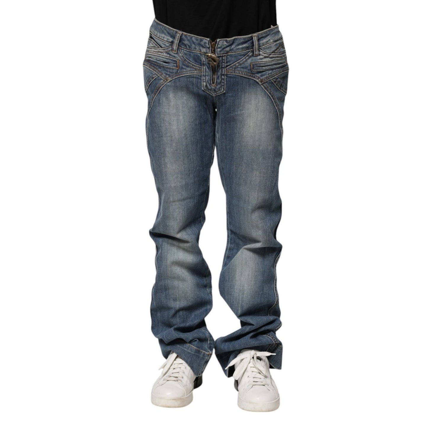 Just Cavalli Blue Washed Straight Fit Men Denim Jeans