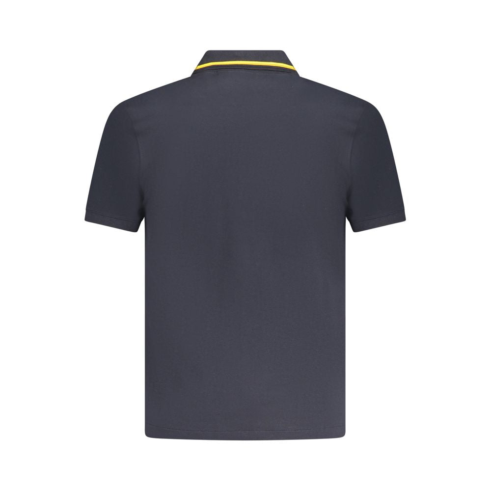 Back view of K-WAY Blue Cotton Polo Shirt with short sleeves, two buttons, contrasting details, and logo application.