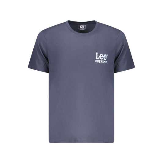 Lee Blue Cotton Men T-Shirt with short sleeves and crew neck featuring a subtle Lee logo in vivid blue.