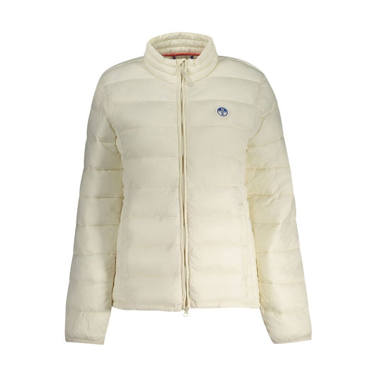 North Sails White Polyamide Jackets & Coat with long sleeves, zipper, and logo.