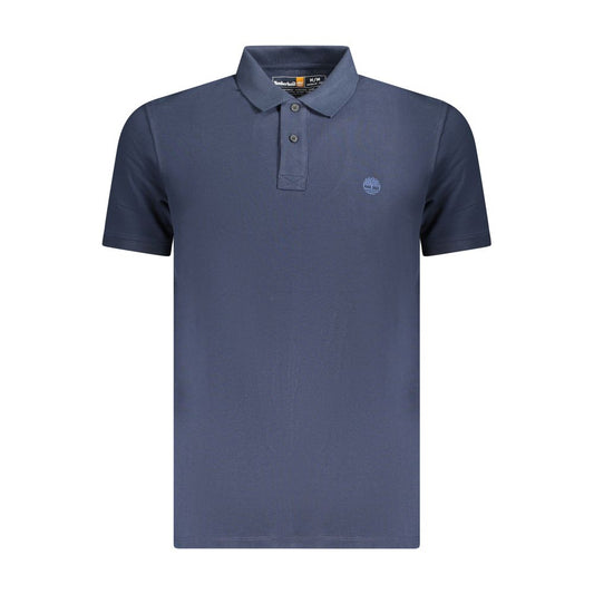 Timberland Blue Cotton Men Polo Shirt with iconic logo embroidery, made from 100% organic cotton for comfort and style.