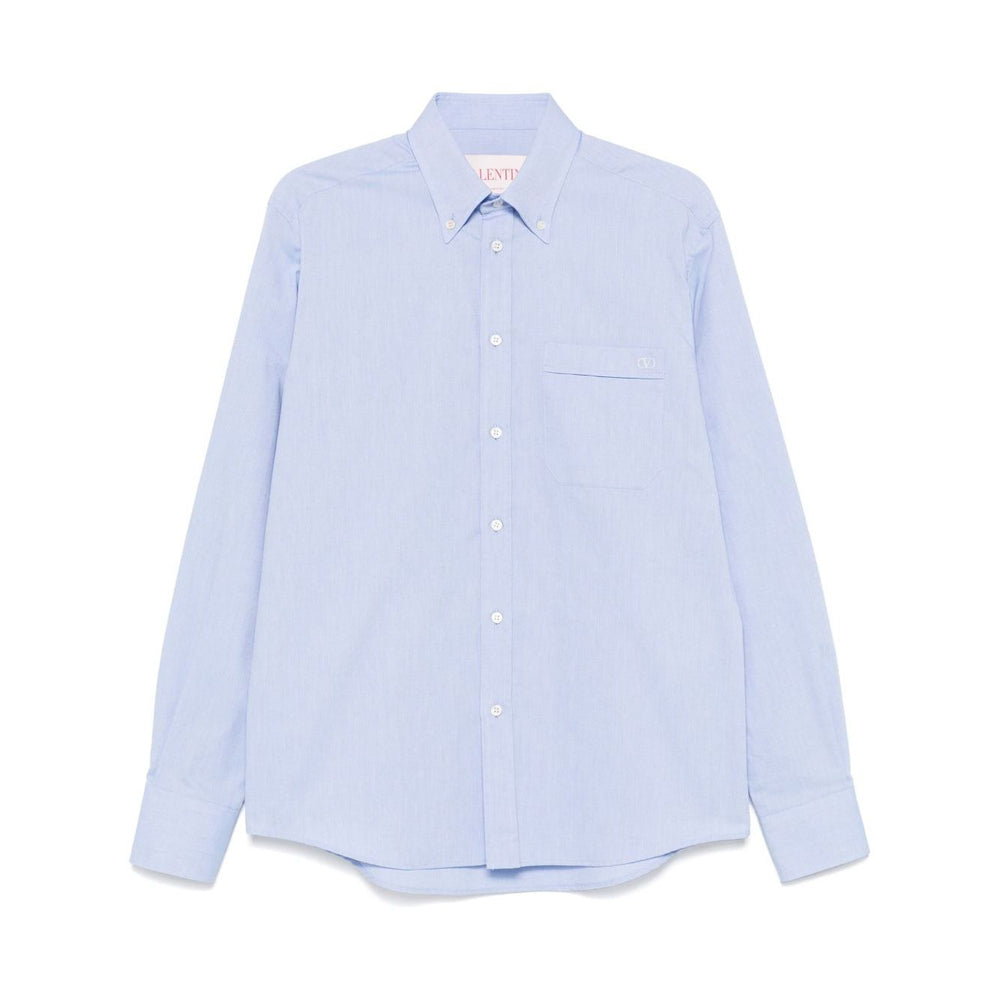 Valentino Formal Shirt with button-down collar, chest pocket, and VLogo Signature, ideal for sophisticated and stylish wear.