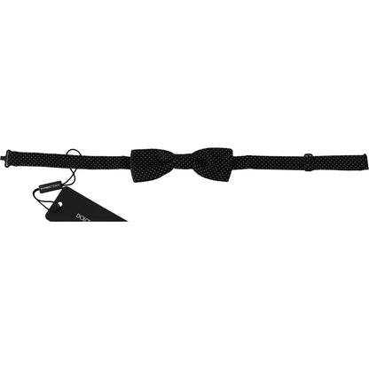Dolce & Gabbana Black Polka Dots Silk Adjustable Neck Papillon Men Bow Tie