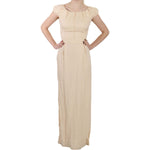 Dolce & Gabbana Beige Silk Column Cap Sleeve Gown Dress DR1683-40