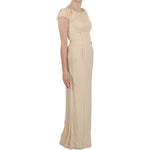 Dolce & Gabbana Beige Silk Column Cap Sleeve Gown Dress DR1683-40