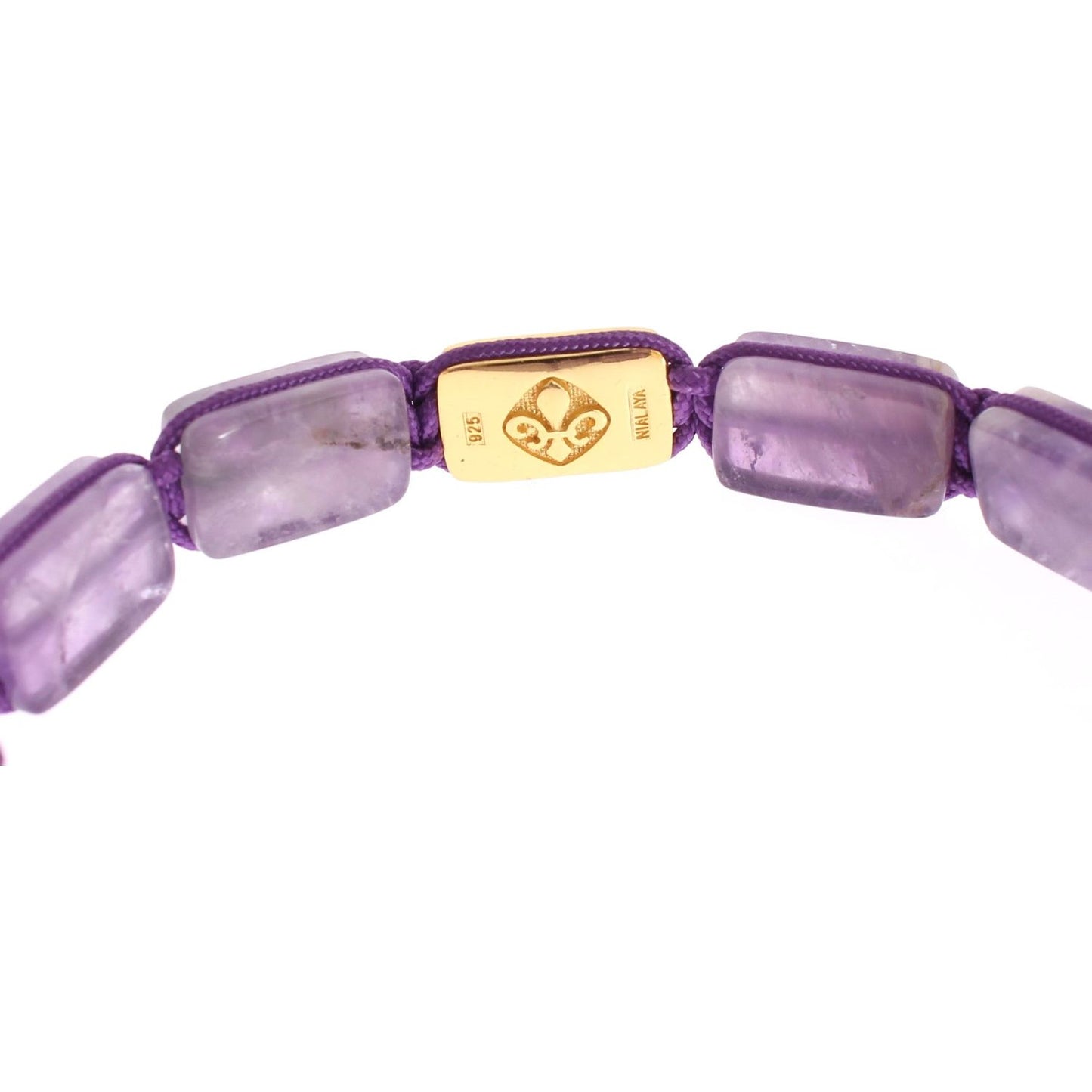 Nialaya CZ Amethyst 18K Gold 925 Bracelet