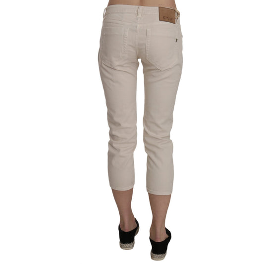 Dondup Beige Cotton Stretch Low Waist Skinny Cropped Capri Jeans PAN70211-29