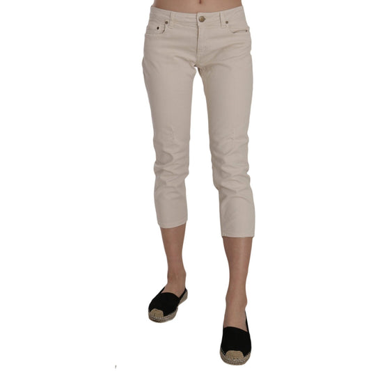 Dondup Beige Cotton Stretch Low Waist Skinny Cropped Capri Jeans PAN70211-29
