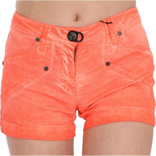PLEIN SUD Orange Mid Waist Cotton Denim Mini Shorts PAN70245-36