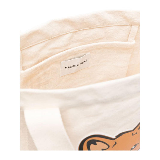 Maison Kitsuné Maison Kitsune fox head-print cotton tote