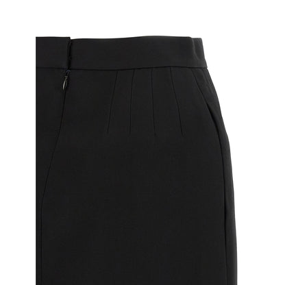 Versace Black Virgin Wool Long Skirt