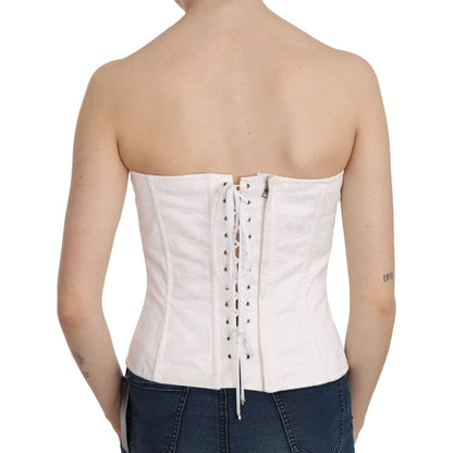 Dolce & Gabbana White PALERMO Cotton Bustier Top Corset