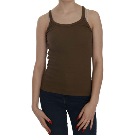 PINK MEMORIES Brown Sleeveless Spaghetti Strap Blouse Top