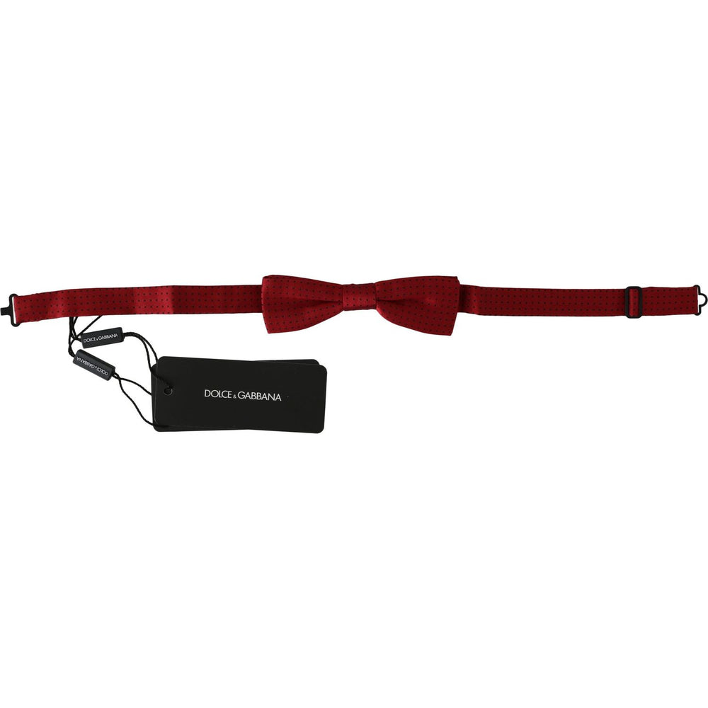 Dolce & Gabbana Red Dotted Silk Adjustable Neck Papillon Bow Tie FT2014