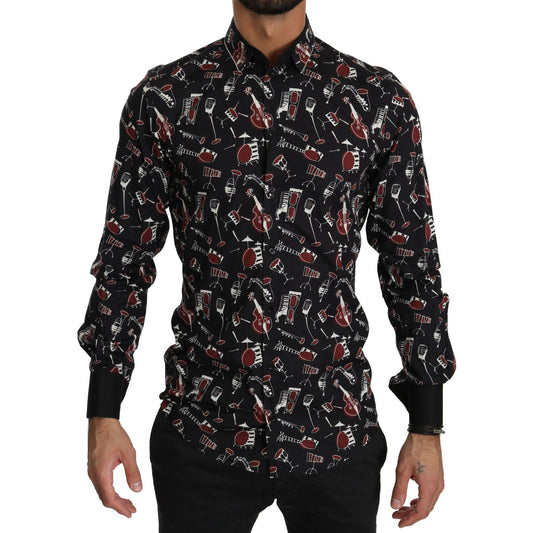 Dolce & Gabbana Black Musical Instrument Slim fit Shirt