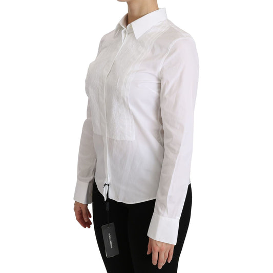 Dolce & Gabbana White Collared Long Sleeve Polo Shirt TSH4320-44