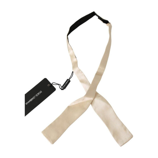 Dolce & Gabbana Beige Slim Skinny Men Necktie 100% Silk Bowtie FT1017