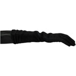 Dolce & Gabbana Black Gray Mid Arm Length Mittens Wool Gloves