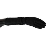 Dolce & Gabbana Black Gray Mid Arm Length Mittens Wool Gloves