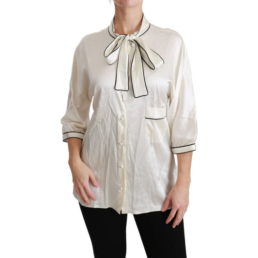 Dolce & Gabbana Beige 3/4 Sleeve Shirt Blouse Silk Top TSH4488-46
