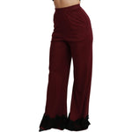 Dolce & Gabbana Elegant Maroon High Waist Wide Leg Trousers Jeans & Pants Dolce & Gabbana Black