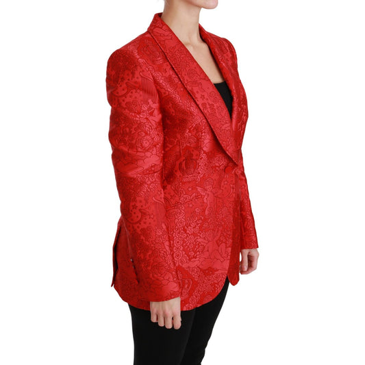 Dolce & Gabbana Red Floral Angel Blazer Coat Jacket JKT2563-46