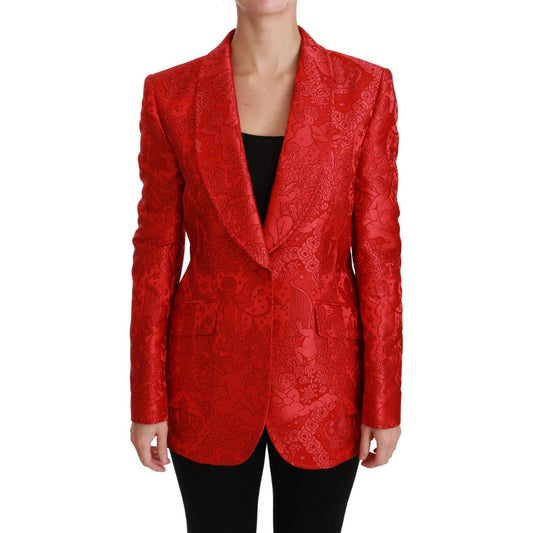 Dolce & Gabbana Red Floral Angel Blazer Coat Jacket JKT2563-46