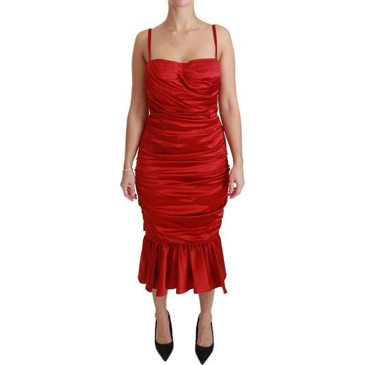 Dolce & Gabbana Red Silk Stretch Mermaid Bodycon Dress DR2459-36