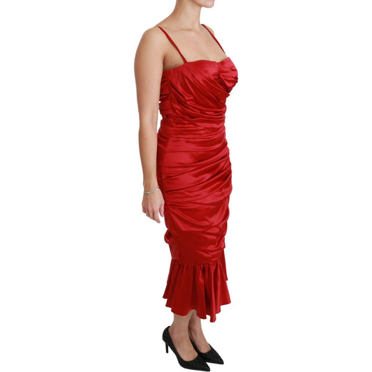 Dolce & Gabbana Red Silk Stretch Mermaid Bodycon Dress DR2459-36