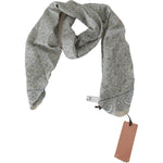 Ermanno Scervino Cotton Beige Blue Fantasy Print Scarf MS1545