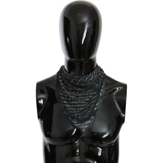 Costume National Black Gray Viscose Foulard Branded Scarf Scarves